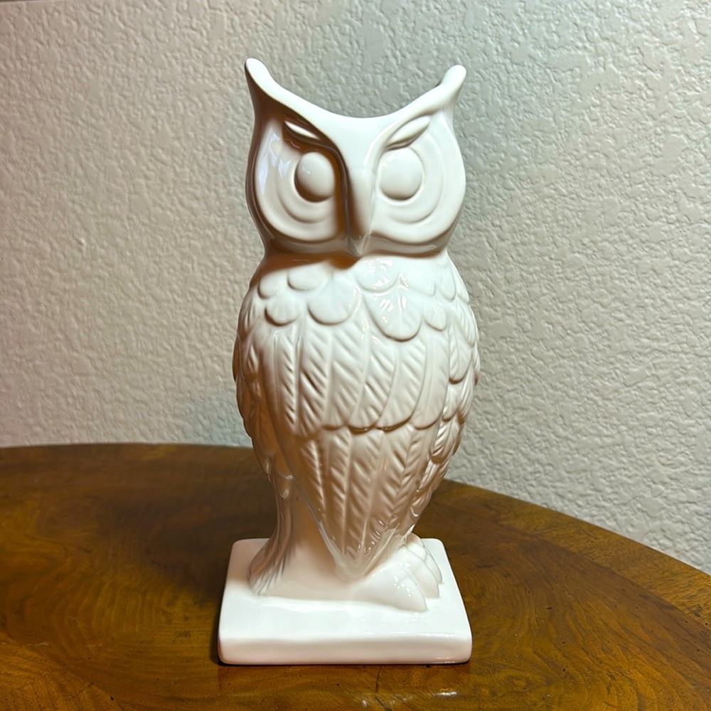 Ceramic White Owl Planter / Vase